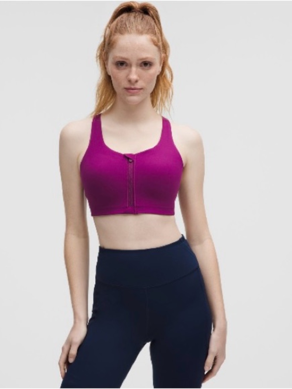 Lululemon Front Zip Energy High Support Sports Bra 34DDD Crushed Grape